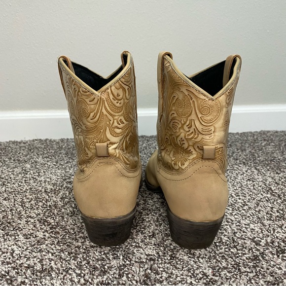 Dingo Valerie Paisley Tan Western Booties Floral Tooled Leather Women’s 9 - Picture 5 of 8
